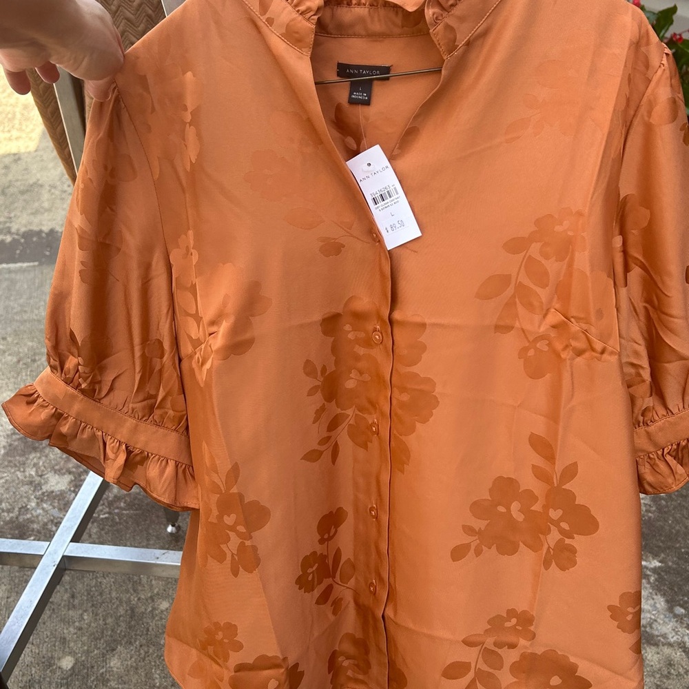 Ann Taylor Orange Floral Blouse